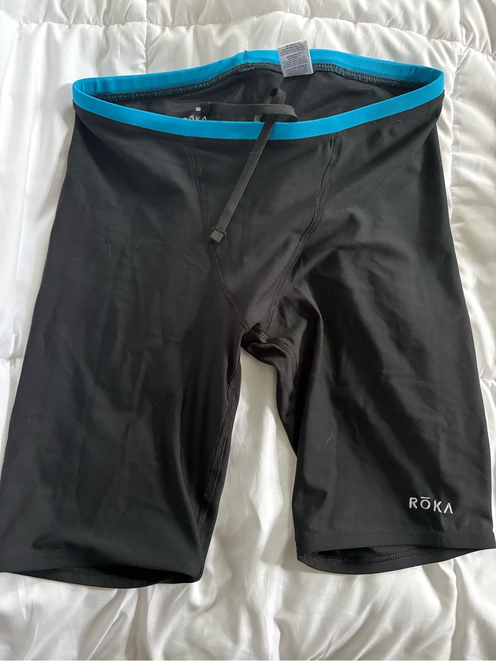RŌKA Men's Black Swim Jammers with Blue Waistband